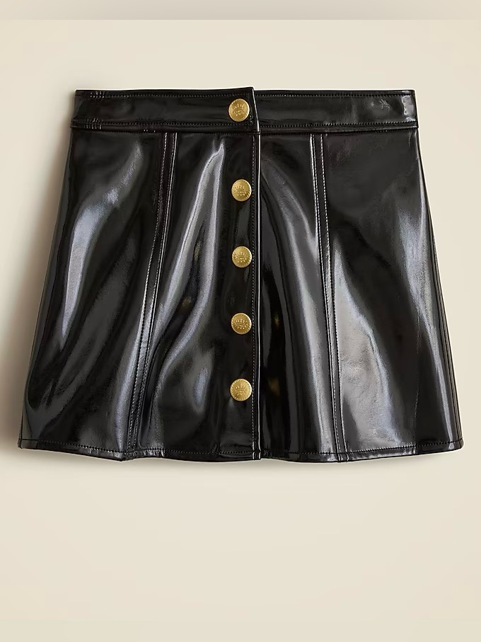 J. Crew Girls Patent Leather Black Mini Skirt Nwt